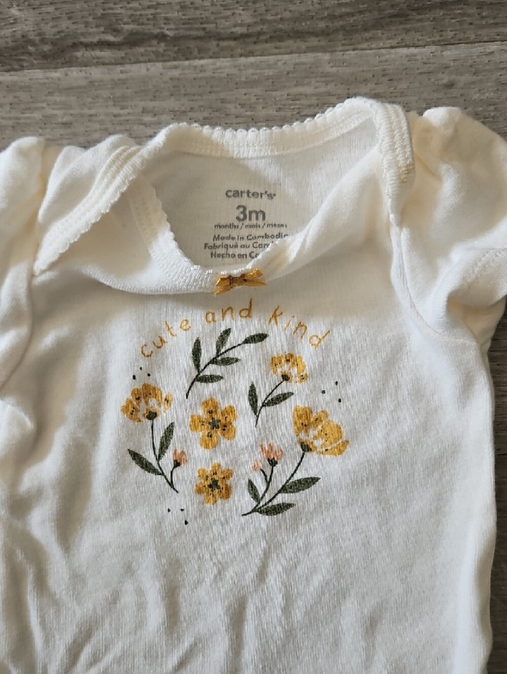 Carter's Peach Floral Short-Sleeve Baby Bodysuit 3months - Picture 6 of 6